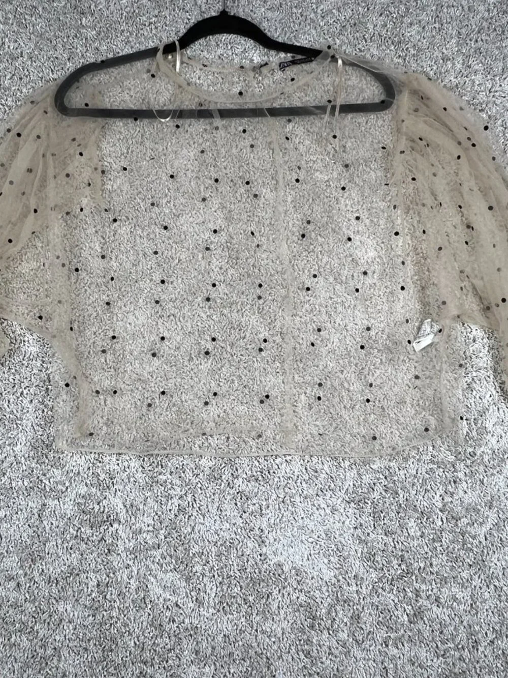 RARE Zara Sheer Polka Dot Mesh Top Emily In Paris Coquette Y2K Out Of Stock - Picture 2 of 9